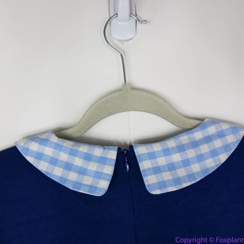 Unique Vintage Gwynnie Bee Gingham Collar Navy Fit-And-Flare Dress, 3X - Picture 14 of 16